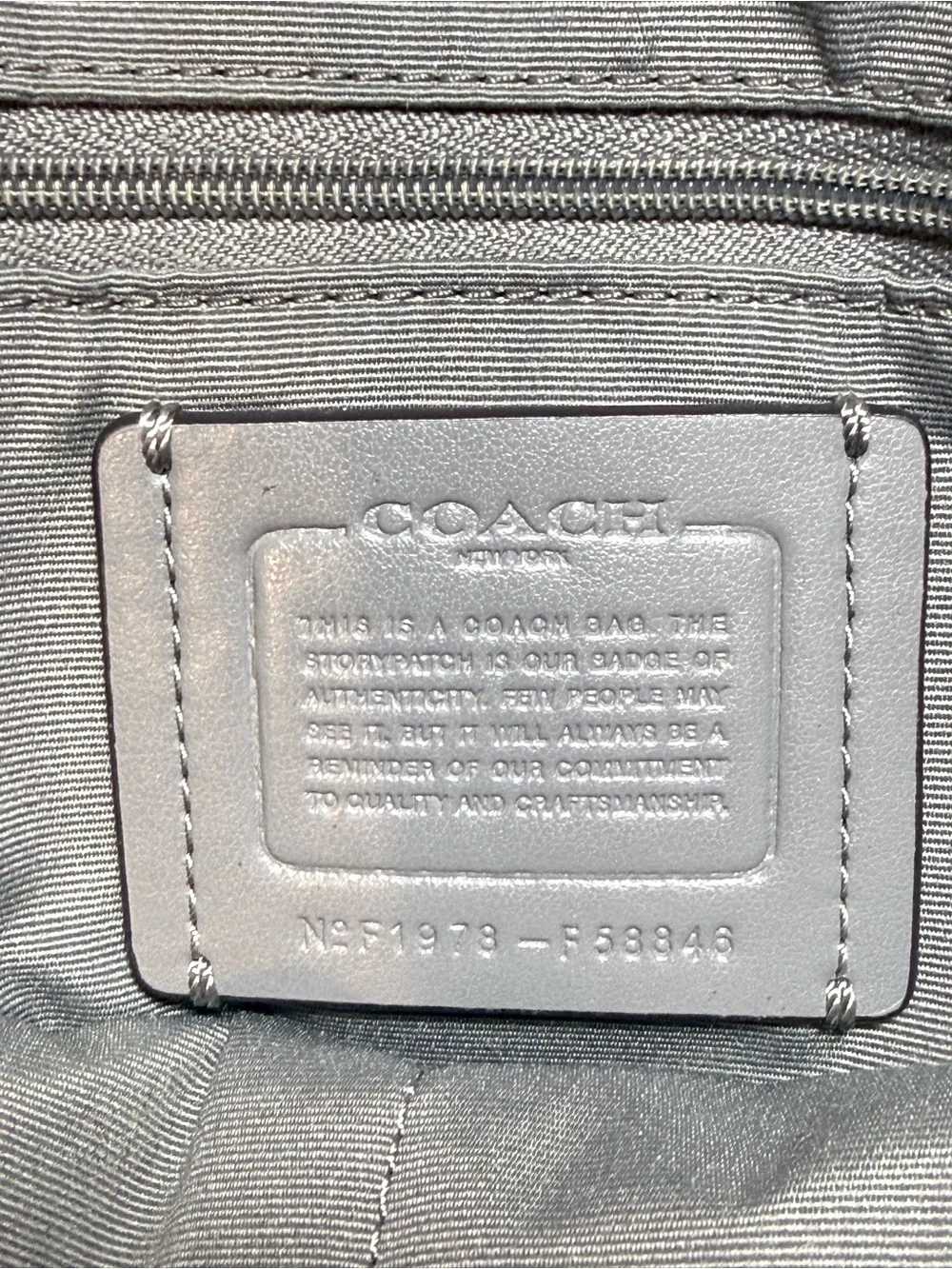 Coach NY Authentic Crossgrain Leather City Zip Tote Handbag F58846 Grey